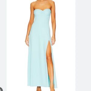 Susana Monaco Twist Front Strapless Aqua Dress